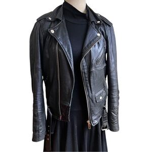 Classic Black Leather Motorcycle Jacket - Women